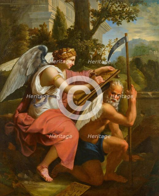 Allegory of history writing on the wings of time, 17th century. Creator: Errard, Charles, the Younger (before 1607-1689).