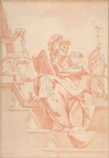 Allegory of Justice with Two Putti (after Lorenzo Sabatini's Fresco in Palazzo...), 16th century. Creator: Anon