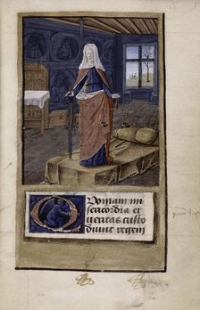 Allegory of Justice (from John of Wales Breviloquium de virtutibus antiquorum principum et philosophorum), 1475-1499. Artist: Colombe, Jean (c. 1430-c. 1493)