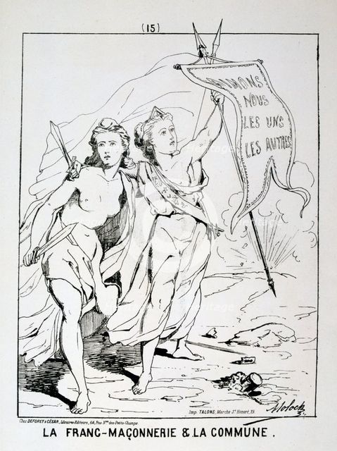 Allegory of 'la Franc-Maconnerie et la Commune', Paris Commune, 1871.  Artist: Anon
