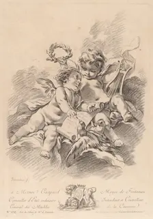 Allegory of Music with Two Cherubs and Doves (100). Creator: Gilles Demarteau
