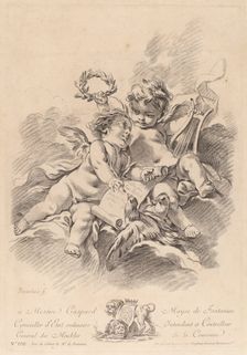 Allegory of Music with Two Cherubs and Doves (100). Creator: Gilles Demarteau