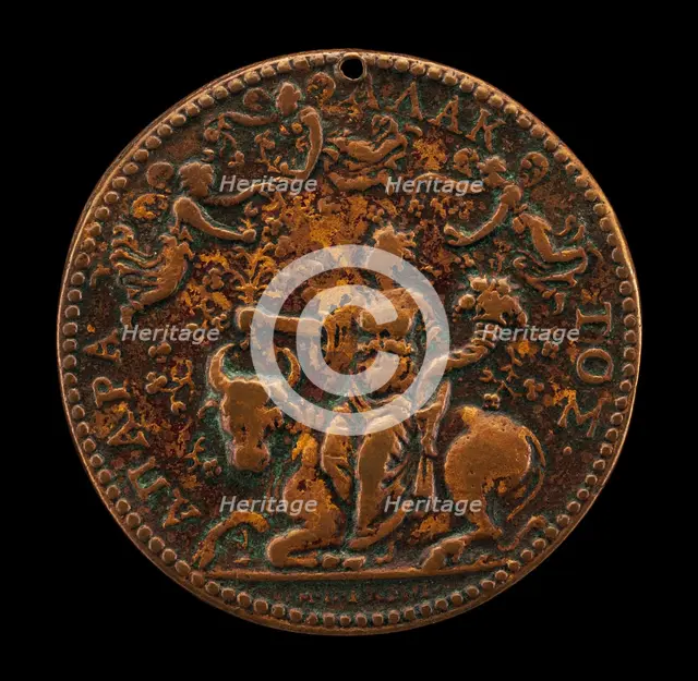 Allegory of Peace(?), with Abundance Seated on a Bull and Psyches Flying About [reverse], 1564. Creator: Gianpaolo Poggini.