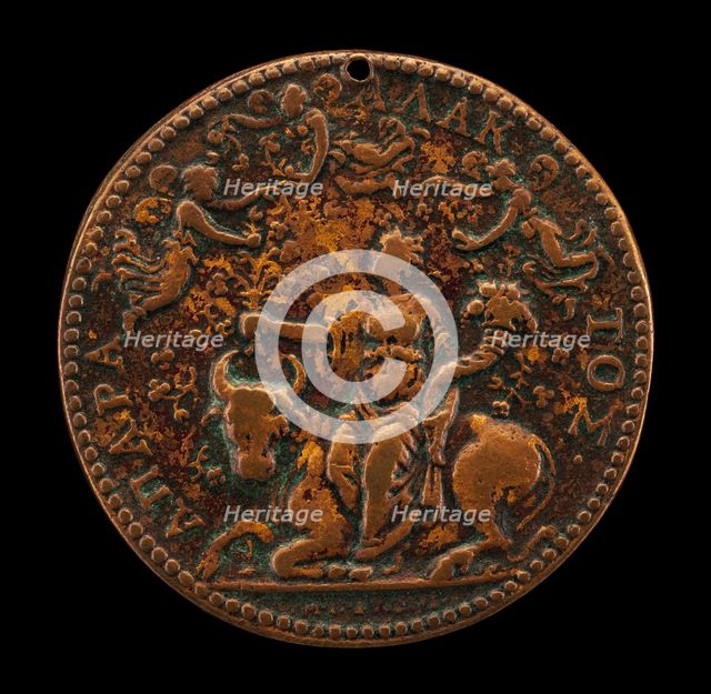 Allegory of Peace(?), with Abundance Seated on a Bull and Psyches Flying About [reverse], 1564. Creator: Gianpaolo Poggini.