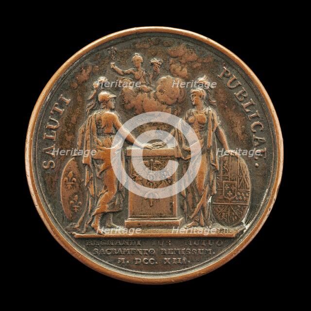 Allegory of Public Health, Safety, and Welfare [reverse], c. 1713. Creator: Jean Mauger.