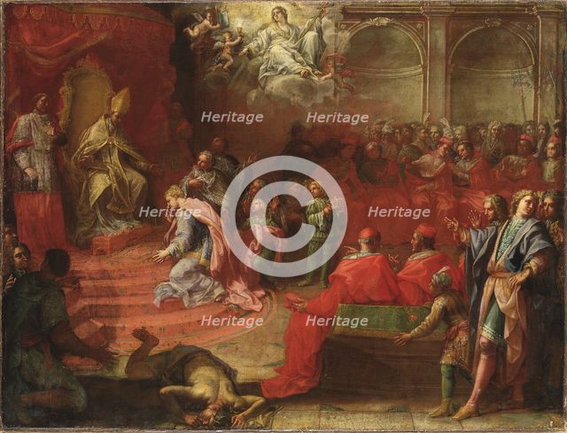 Allegory of Queen Christina's submission to the Catholic Church..., early 18th century. Creator: Angelo Trevisani.