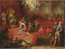 Allegory of Queen Christina's submission to the Catholic Church..., early 18th century. Creator: Angelo Trevisani