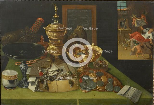 Allegory of Worldly Riches with the Scene of the Death of the Rich Man, ca. 1600. Creator: Perre, Christian van den (active 1567-1600).