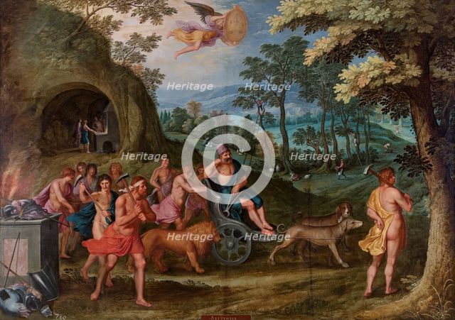 Allegory of the month of September with the triumph of Vulcan and the sign of Libra, 16th century. Creators: Otto Van Veen, Joos de Momper, the younger.