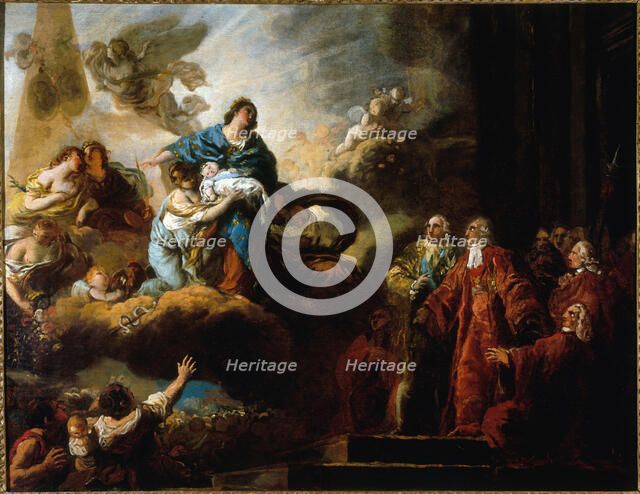 Allegory of the birth of the dauphin, October 22, 1781. Creator: Francois Guillaume Menageot.