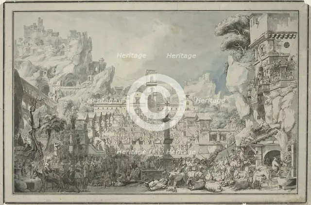 Allegory of the Catholic Church: Plenary Indulgences (Indulgences plénières), c.1790.  Creator: Louis Jean Desprez.