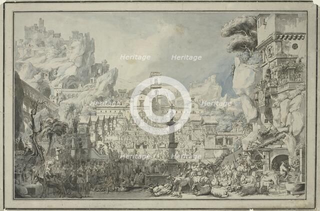 Allegory of the Catholic Church: Plenary Indulgences (Indulgences plénières), c.1790.  Creator: Louis Jean Desprez.