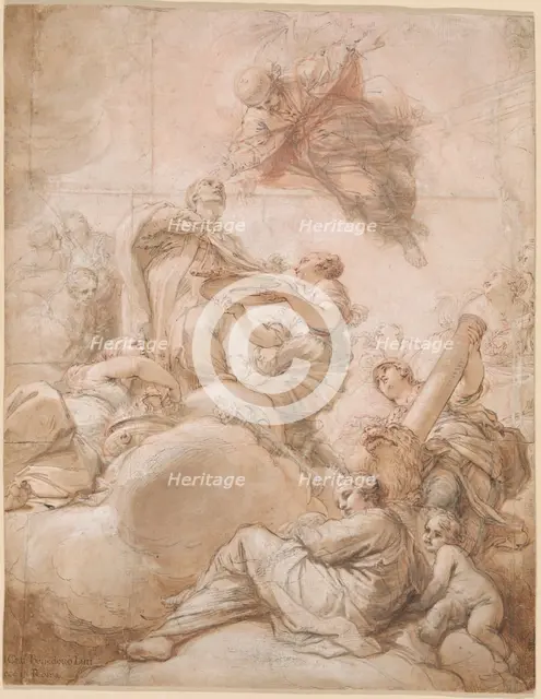 Allegory of the Elevation of Cardinal Deacon Oddone Colonna to the Papal Chair as Pope..., 1700. Creator: Benedetto Luti.