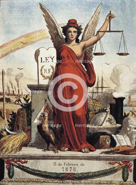Allegory of the First Spanish Republic , 1873. Creator: Padró Pedret, Tomás (1840-1877).