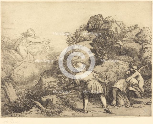 Allegory of the Peasant and Fortune (Le paysan et la fortune: Sujet allegorique. Creator: Alphonse Legros.