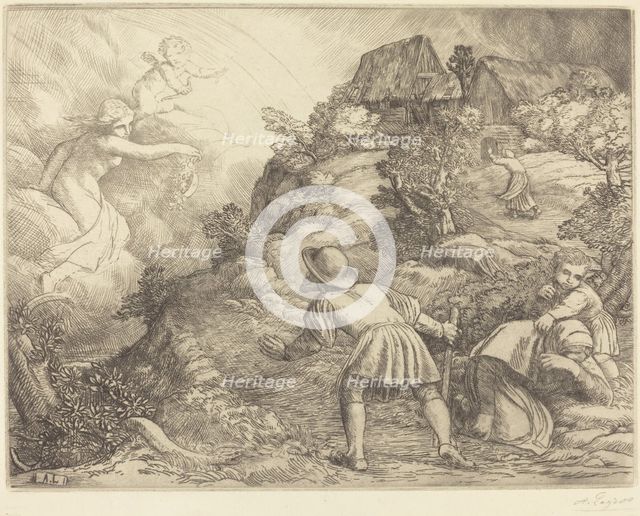 Allegory of the Peasant and Fortune (Le paysan et la fortune: Sujet allegorique. Creator: Alphonse Legros.