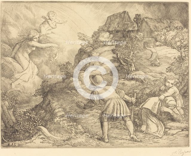 Allegory of the Peasant and Fortune (Le paysan et la fortune: Sujet allegorique). Creator: Alphonse Legros.