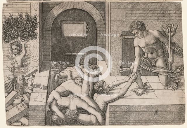 Allegory of the Rescue of Humanity: Virtus Deserta, c. 1500-1505. Creator: Giovanni Antonio da Brescia (Italian).