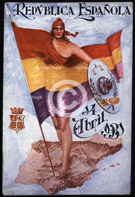 Allegory of the Republic, Second Spanish Republic, published in Madrid in 1931.
