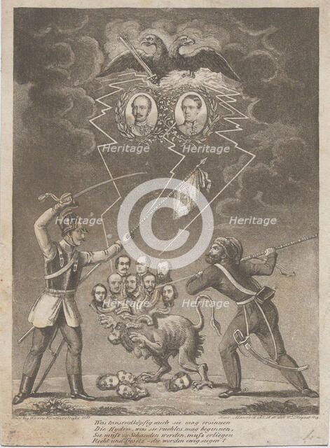 Allegory of the suppression of the Hungarian Revolution in 1849, 1849. Creator: Mansfeld, Heinrich (1785-1866).