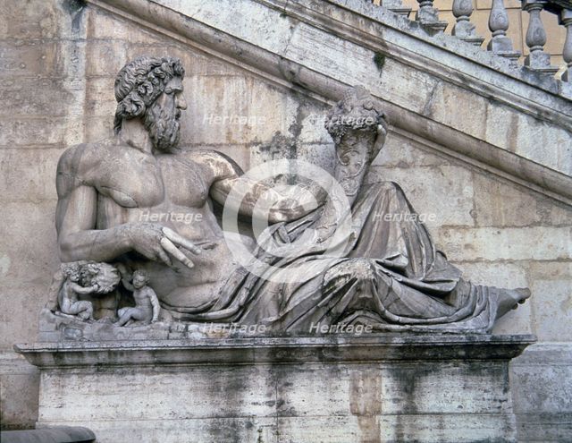 Allegory of the Tiber river, Roman statue in the Campidoglio square of Rome.