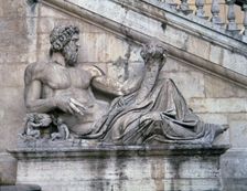 Allegory of the Tiber river, Roman statue in the Campidoglio square of Rome