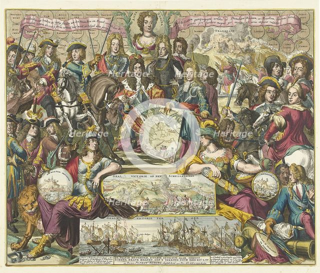 Allegory of the victory of the Allies in 1704, 1704-1705. Artist: Hooghe, Romeyn de (1645-1708)