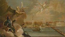 Allegory of the Victory of the Russian Fleet over the Turks in the Turkish War of 1768-1774, 1777. Creator: Heinrich Buchholz