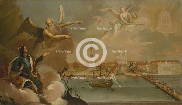 Allegory of the Victory of the Russian Fleet over the Turks in the Turkish War of 1768-1774, 1777. Creator: Heinrich Buchholz.