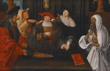 Allegory of Youth crossing between Fame and Folly, about 1550. Creator: Lucas van Leyden