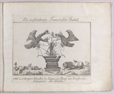 Allegory representing the freedom of France with four silhouettes, 1793-1800. Creator: Anon