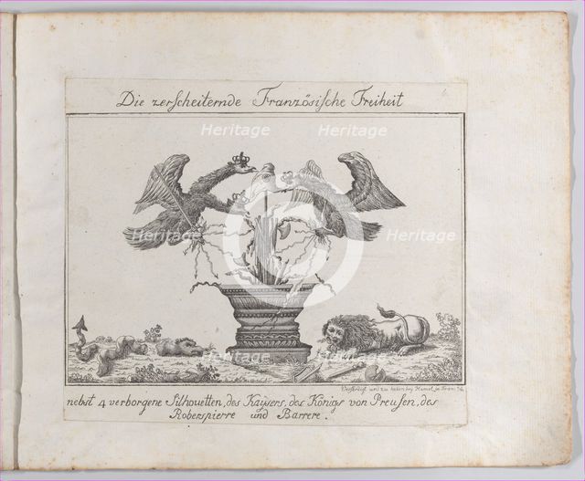 Allegory representing the freedom of France with four silhouettes, 1793-1800. Creator: Anon.