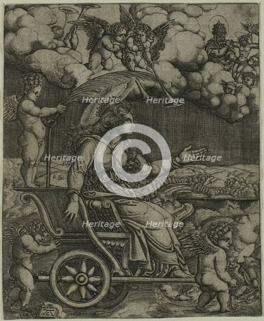 Allegory with a Woman in Roman Dress on a Triumphal Chariot, after 1520. Creator: Allaert Claesz.