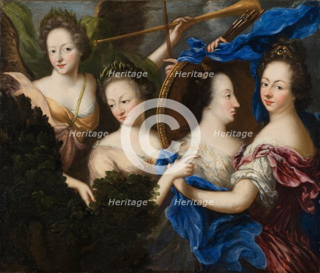 Allegory with self-portrait and profile portrait of Ulrika Eleonora the Elder (1656-1693), 1689.