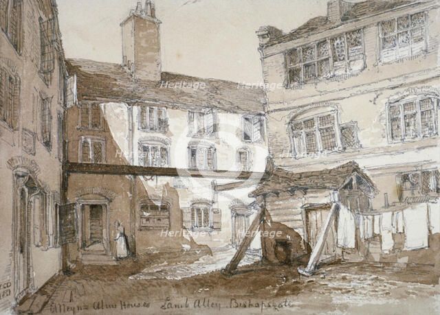 Alleyn's Almshouses, Gingerbread Court, Lamb Alley, City of London, 1851.       Artist: Thomas Colman Dibdin