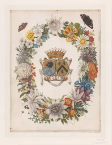 Alliance Coat of Arms of Cornelis Calkoen and Maria van der Merct, 1694. Creator: Maria Moninckx