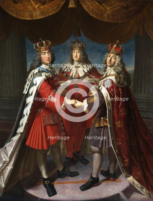 Alliance of Kings Frederick I. in Prussia,  August II the Strong and Frederick IV of Denmark, 1709. Creator: Gericke, Samuel Theodor (1665-1729).
