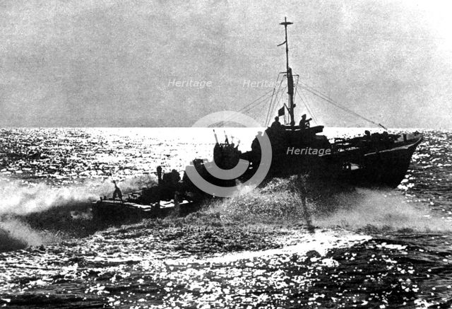 Allied motor torpedo boat on patrol off the French coast, 1944. Artist: Unknown