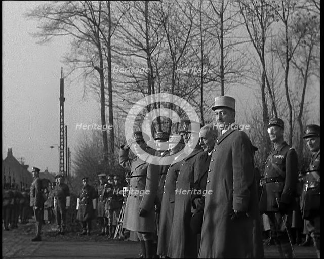 Allied Officers, Including General Maurice Gamelin, Watching British Expeditionary Force..., 1940. Creator: British Pathe Ltd.