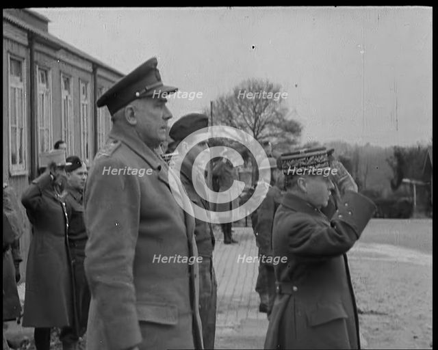 Allied Officers, Including General Maurice Gamelin, Watching British Expeditionary Force..., 1940. Creator: British Pathe Ltd.