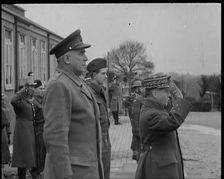 Allied Officers, Including General Maurice Gamelin, Watching British Expeditionary Force..., 1940. Creator: British Pathe Ltd
