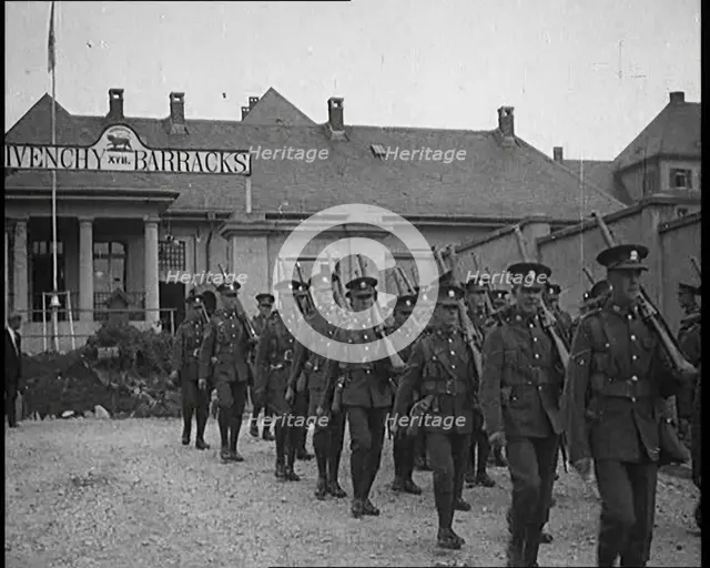 Allied Armies of Occupation Marching Out of the Givenchy Barracks, 1929. Creator: British Pathe Ltd.