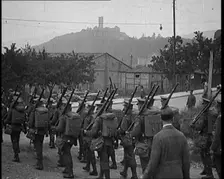 Allied Armies of Occupation Marching Out of the Givenchy Barracks, 1929. Creator: British Pathe Ltd