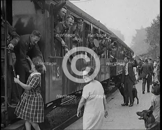 Allied Armies of Occupation Train Leaving the Station to Go Home, 1929. Creator: British Pathe Ltd.