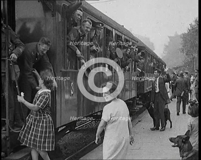 Allied Armies of Occupation Train Leaving the Station to Go Home, 1929. Creator: British Pathe Ltd.