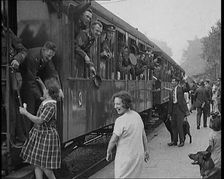 Allied Armies of Occupation Train Leaving the Station to Go Home, 1929. Creator: British Pathe Ltd