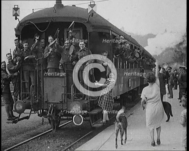 Allied Armies of Occupation Train Leaving the Station to Go Home, 1929. Creator: British Pathe Ltd.