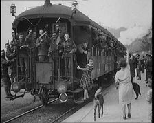 Allied Armies of Occupation Train Leaving the Station to Go Home, 1929. Creator: British Pathe Ltd