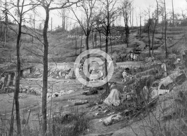 Allied command post on Mount Kemmel near Ypres, Belgium, 23 April 1918. Artist: Unknown