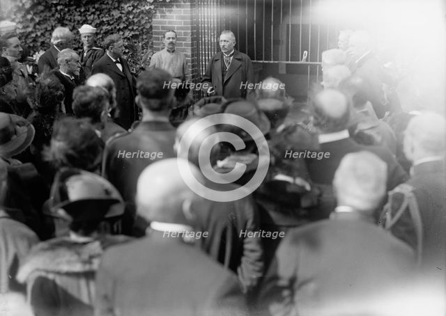 Allied Commission To U.S. At Mount Vernon: Viviani Speaking At Tomb of Washington, 1917. Creator: Harris & Ewing.